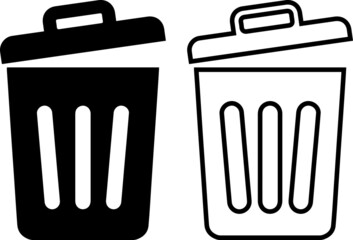 bin, icon, trash, can, garbage, recycle, button, delete, vector, 