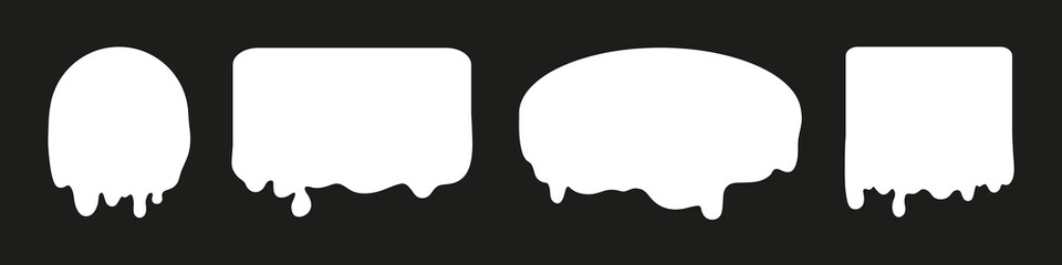 Geometric liquid elements on isolated background. Black and white illustration