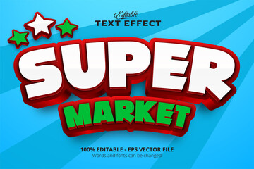 Obraz premium Editable text effect, Blue background, Super Market text