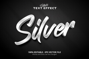 Editable text effect, Black background, Silver text