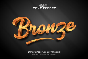 Editable text effect, Black background, Bronze text