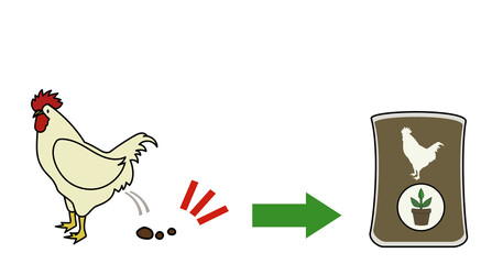 ラフなタッチの鶏糞堆肥のイラストセット（有機栽培やバイオマス原料のイメージに）