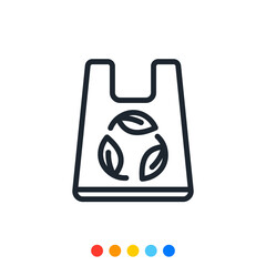 Recycled plastic bag icon, Vector and Illustration.