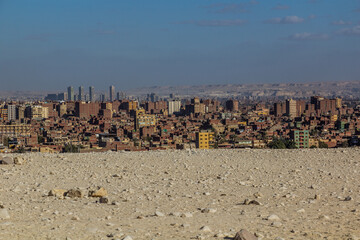 View of Cairo from the pyramids in Giza, Egypt