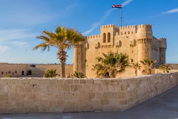 Fotobehang People visit Citadel of Qaitbay (Fort of Qaitbey) in Alexandria, Egypt © Matyas Rehak