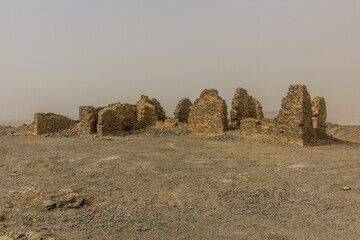 WW2 lookout post ruins at Gebel al Ingleez mountain near Bahariya oasis, Egypt