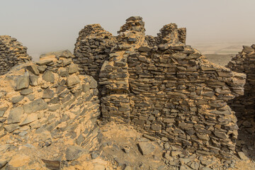 WW2 lookout post ruins at Gebel al Ingleez mountain near Bahariya oasis, Egypt