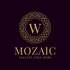 letter W luxurious circular lace elegance vector logo design