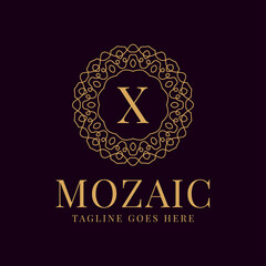 letter X luxurious circular lace elegance vector logo design