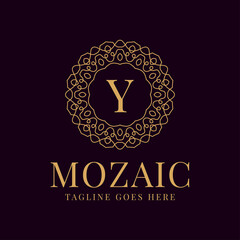 letter Y luxurious circular lace elegance vector logo design