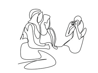 one person takes happy photos of couples in love