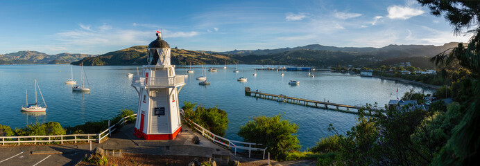 Early Autumn sunrise over Akaroa Harbour, New Zealand