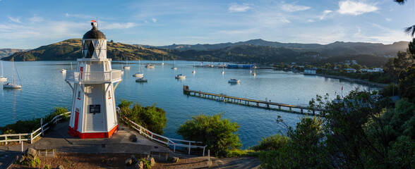 Early Autumn sunrise over Akaroa Harbour, New Zealand