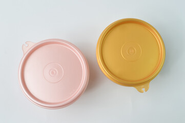 Plastic bowls isolated on a white background