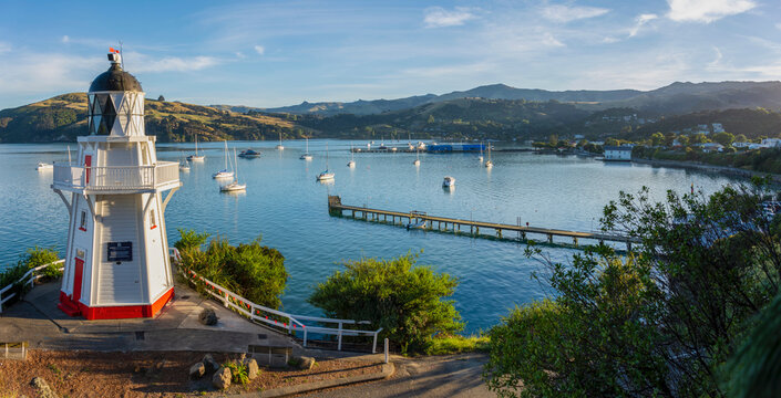 Early Autumn sunrise over Akaroa Harbour, New Zealand