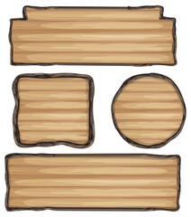 Set of wooden sign banner