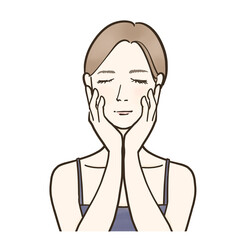 頬に手を当て目を閉じる女性のイラスト
