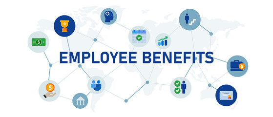 Employee benefits icon illustration of employment compensation from wages sallary