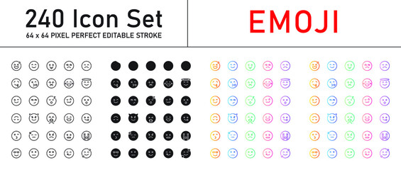 Emoji Icon Set 240 isolated on white background