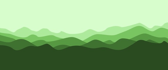 Abstract green grass field on the hill layers landscape vector illustration, perfect for background, backdrop, banner, illustration, wallpaper, typography background.