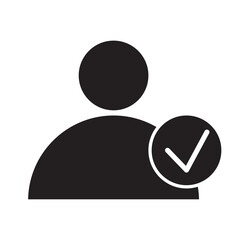 Man tick. Checkmark right vector icon. Checkmark icon. Verify sign. Tick icon. Vector illustration. stock image. 