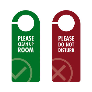 2 door hangers - "Please clean up room" and "Please do not disturb".