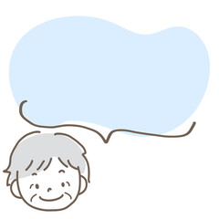 An old man, a balloon illustration of the face of a grandpa, isolated