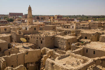 Aerial view of Al Qasr village in Dakhla oasis, Egypt