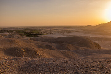 Sunset aerial view of Dakhla oasis, Egypt