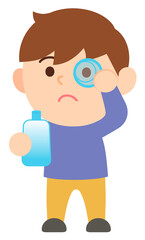 洗眼する男性・主線なし