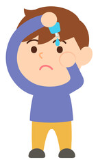 目薬をさす男性・主線なし