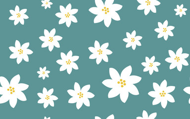 Random white flower seamless vector pattern for all purpose usage.