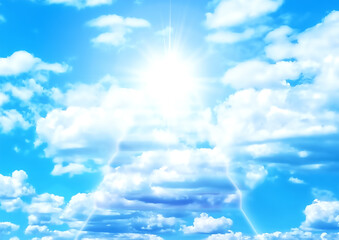 青空と光の階段のイラスト背景