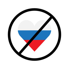 Crossed Heart flag of Russia. Stop Russia. Russia warning. Vector illustration. stock image. 