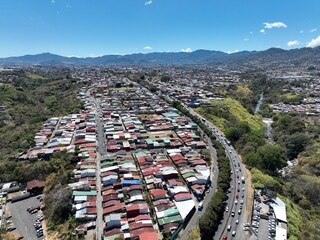 Aerial View of Alajuelita, Hatillo and San Jose - Costa Rica with the Circumvalacion Highway