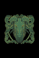 Dark art Death Ornament Goat artwork illustration