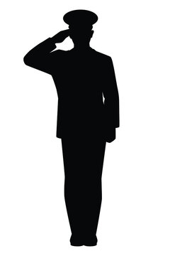recommend clip art: Saluting soldier silhouette vector isolated on white background, military man in parade.