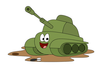 cute war tank cartoon character graphic
