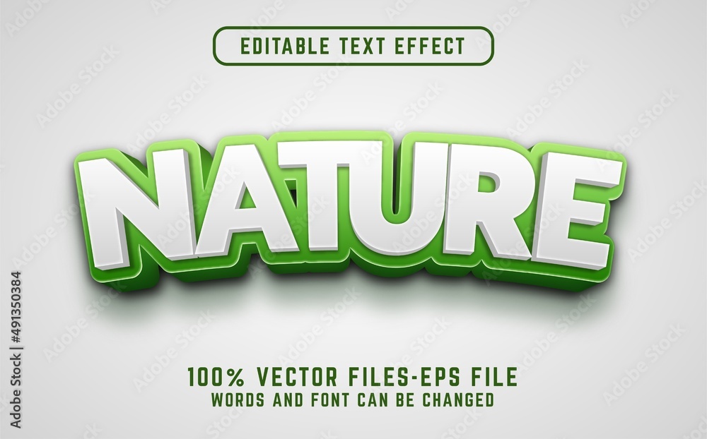 Fototapete nature 3d text effect. editable text effect premium vectors