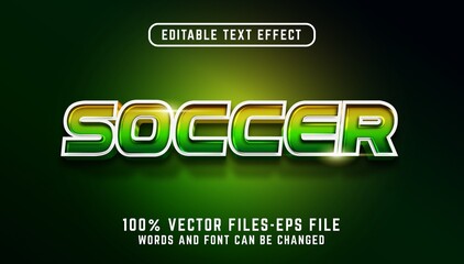 soccer 3d text effect. editable text with glossy style premium vectors