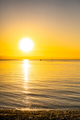 Sunset at the beach in Tauranga in New Zealand, 