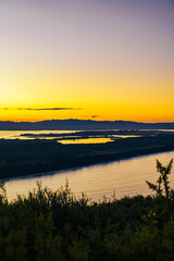 Sunset at the beach in Tauranga in New Zealand, 