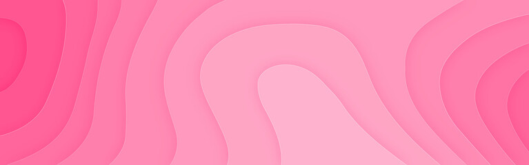 Banner with slime abstract background. Pink paper cut banner with 3D slime abstract background and pink waves layers. Light Pink curve line background pink vector overlap paper layer with white space.
