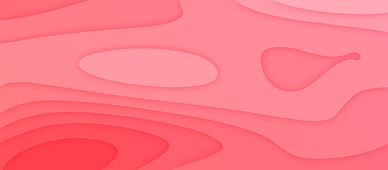 Abstract orange paper cut background with simple shapes. Modern vector illustration for concept design. Realistic 3d layered smooth bending objects. Abstract concept for website template.