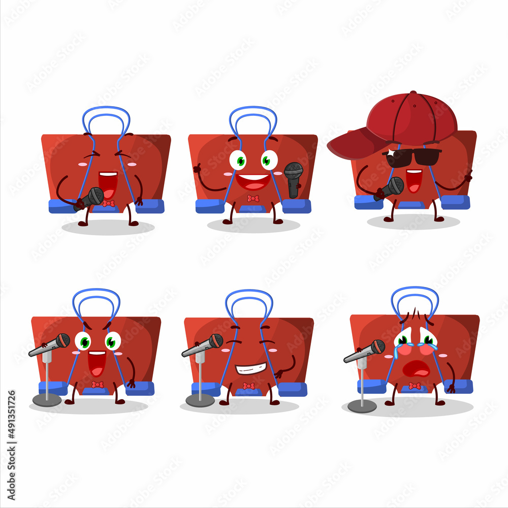 Sticker A Cute Cartoon design concept of red binder clip singing a famous song