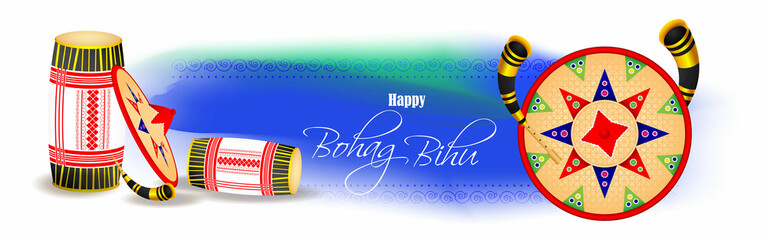 Vector illustration of Happy Bihu, Assamese New Year, Indian traditional festival, Harvest festival of Assam.