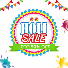 Vector illustration of Indian festival of colors Holi banner for sale