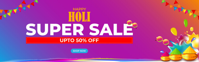 Vector illustration of Indian festival of colors Holi banner for sale