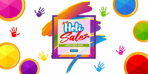 Vector illustration of Indian festival of colors Holi banner for sale