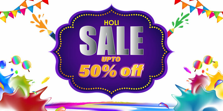 Vector illustration of Indian festival of colors Holi banner for sale